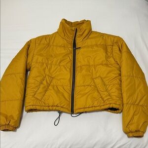 BP Mustard Yellow Cropped Puffer Jacket
